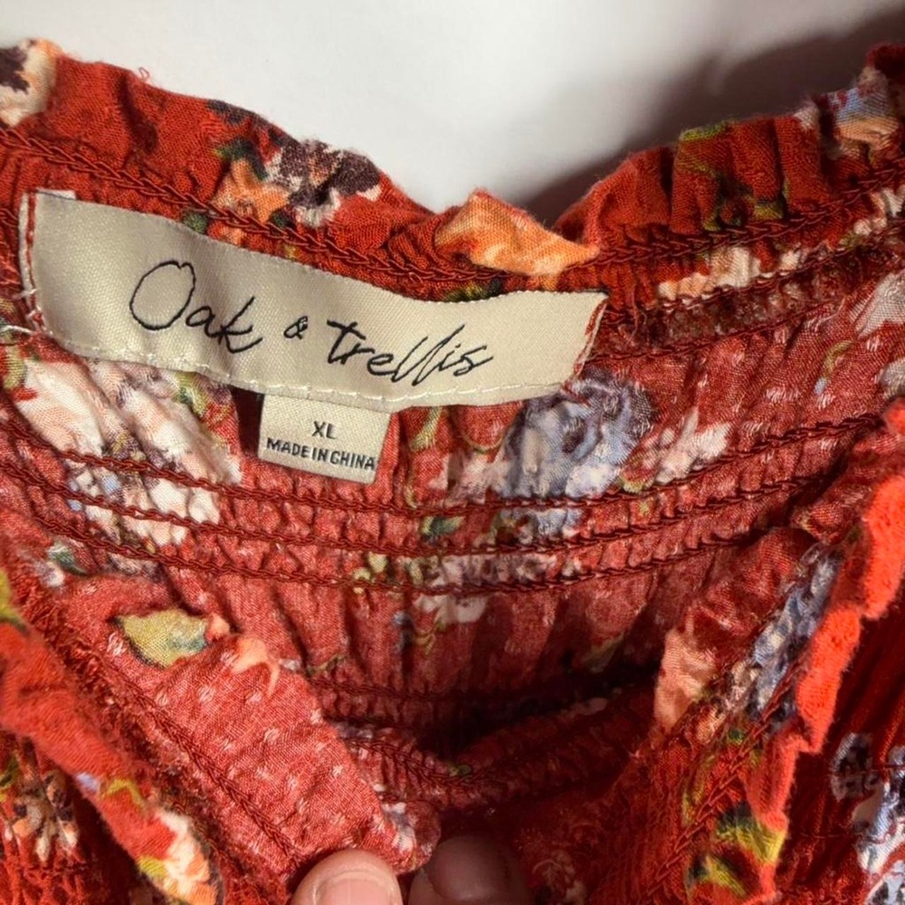Oak & Trellis Burnt Orange Floral Maxi Dress Size XL - Picture 5 of 8